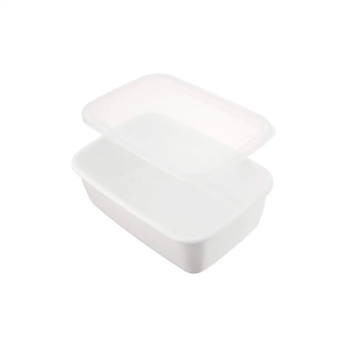 Noda Horo White Series Enamel Rectangle Deep Food Containers With Lid Medium