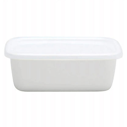 Noda Horo White Series Enamel Rectangle Deep Food Containers With Lid Small