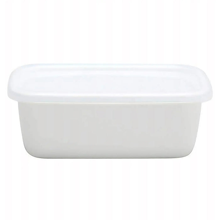 Noda Horo White Series Enamel Rectangle Deep Food Containers With Lid Small