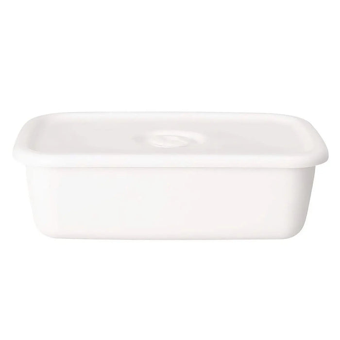 Noda Horo White Series Enamel Rectangle Deep Food Containers With Sealed Lid Large