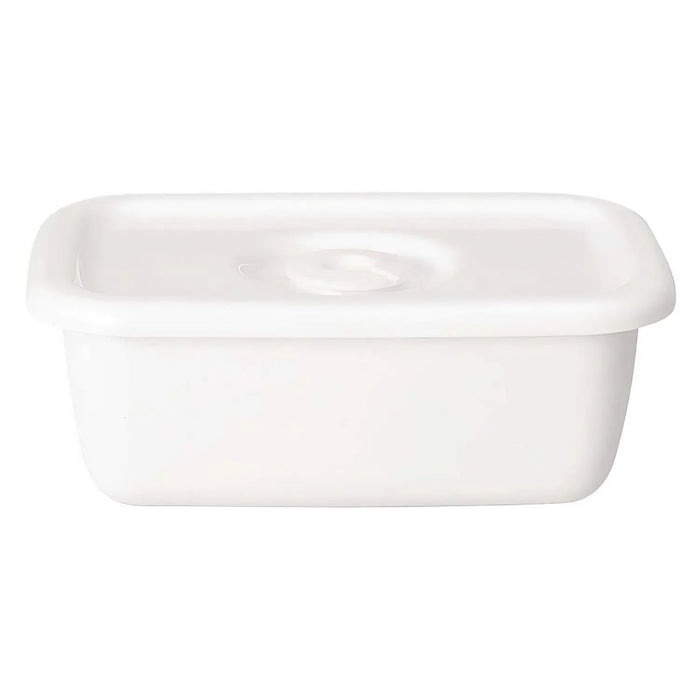 Noda Horo White Series Enamel Rectangle Deep Food Containers With Sealed Lid Small