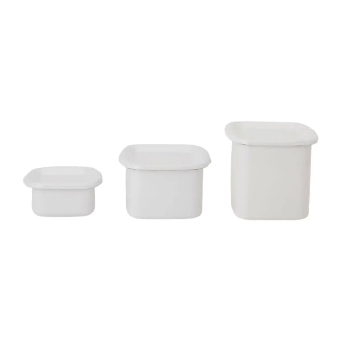 Noda Horo White Series Enamel Square Food Containers With Enamel Lid Medium