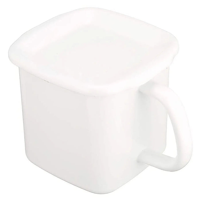 Noda Horo White Series Enamel Square Food Containers With Handle And Enamel Lid 1.2L