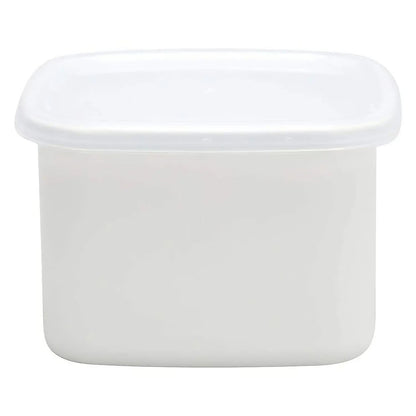 Noda Horo White Series Enamel Square Food Containers With Lid Medium