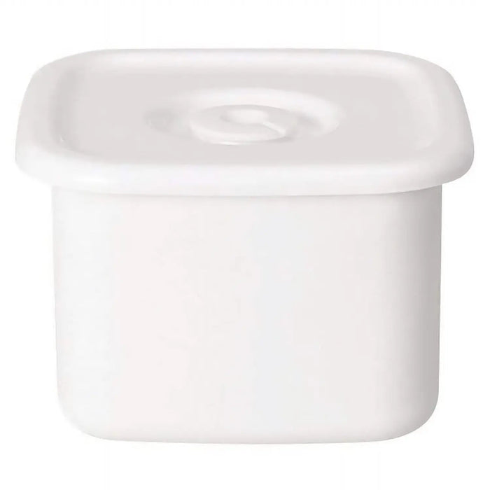 Noda Horo White Series Enamel Square Food Containers With Sealed Lid Medium