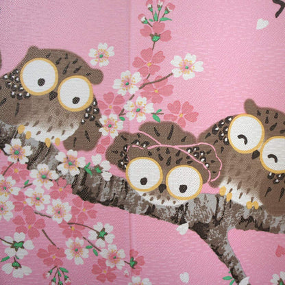 Noren Koubou Wall Decor Tapestry Room Divider Blindfold Japanese Pattern Owl 85X170Cm Shichifukuro Forest Four Seasons Japan