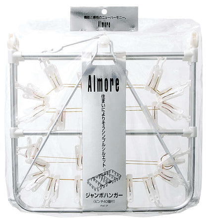 Ohe Laundry Clothesline White 40 Pinch Japan Jumbo Square Hanger Aluminum Frame 39X73.5X35Cm