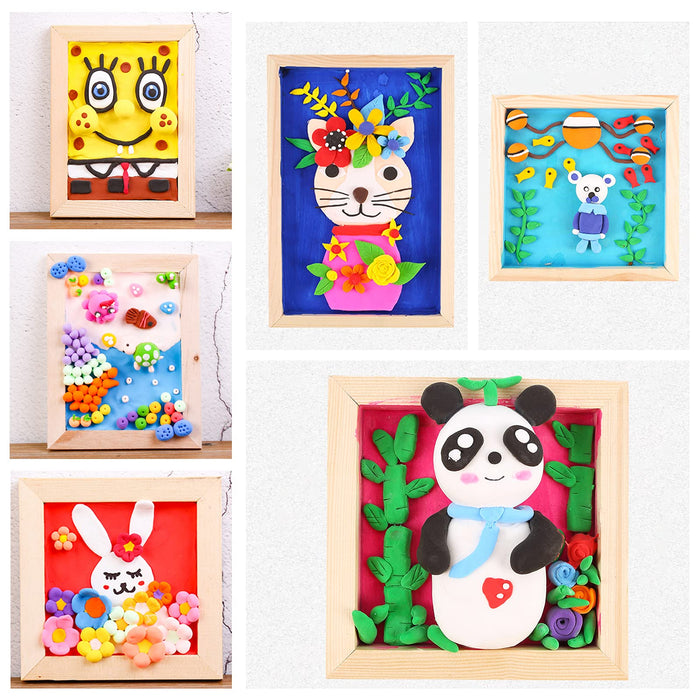 Olycraft 8 Pcs Canvas Art Supplies Wooden Drawing Board Japan - Pine Tree Frame Square Wood Frame Unfinished Clay Art Crafts Room Decoration