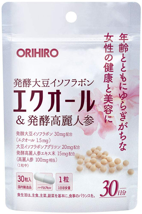 Orihiro Equol &amp; 發酵人參 30 片 - 大豆提取物產品 - 雌激素補充劑
