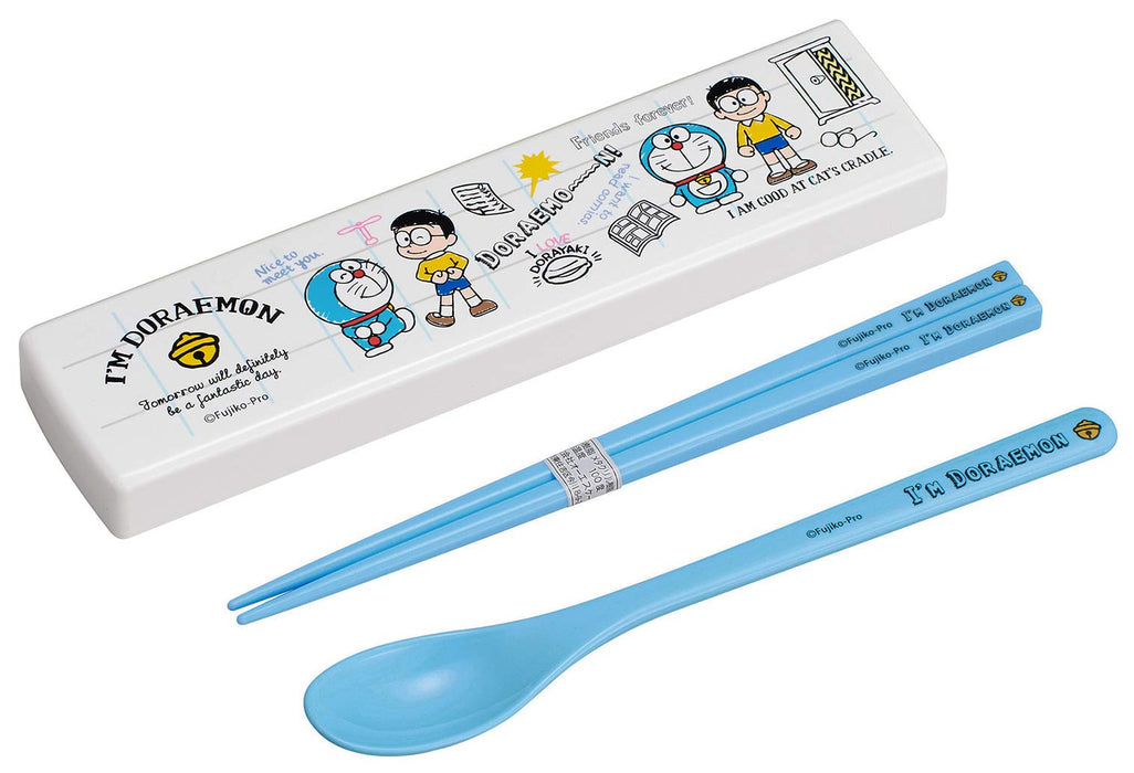 Osk Bento Box Lunch Pull Lid Doraemon Japan W/Chopsticks/Spoon/Sliding/No Clicking - Dishwasher Safe Ct-27