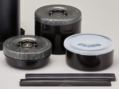 The-Peacock Japan 1.8L Matte Black Stainless Steel Lunch Jar Arl-18 Bd Thermal Insulation