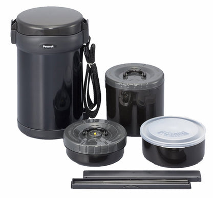 The-Peacock Peacock Stainless Lunch Jar Clear Black Aol-20 Japan