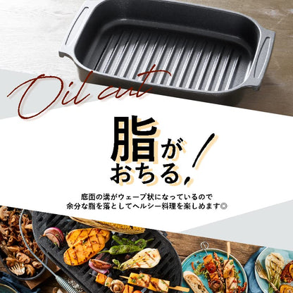 Pearl Metal Kinzoku Wave Ih Grill Plate Blue Diamond Coat Hb-2530 Made In Japan