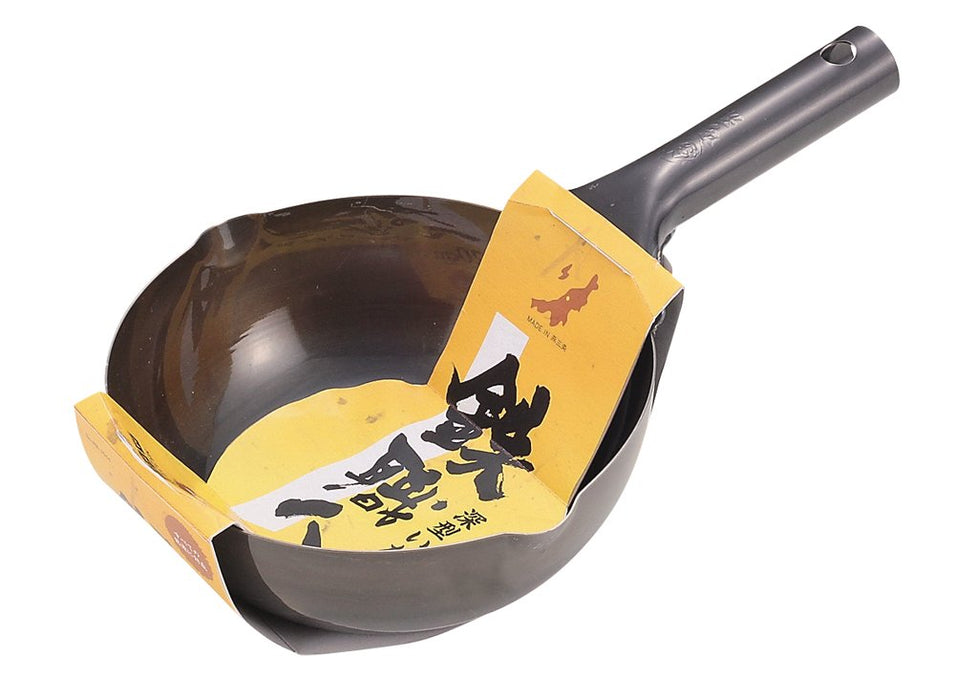 Pearl Metal Kinzoku Extra Deep Stir Fry Pot 20Cm Ih Compatible Iron Frying Pan Craftsman Made In Japan Black Hb-1044