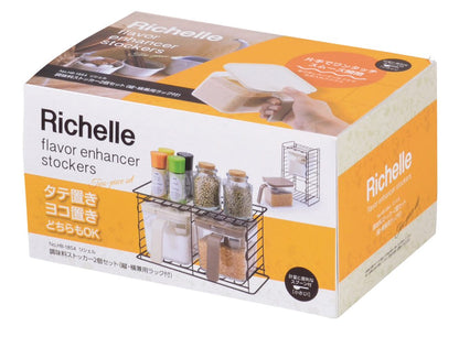 Pearl Metal Kinzoku Resin Seasoning Stocker Set Of 2 Japan Hb-1854 With Vertical & Horizontal Rack Rest Ii