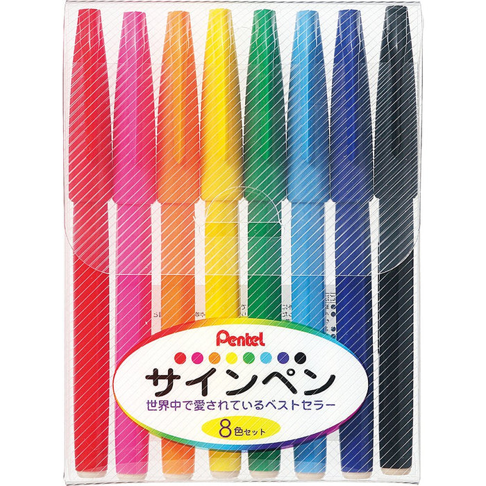 Pentel Felt-Tip Pen S520-8 8 Color Set Made In Japan