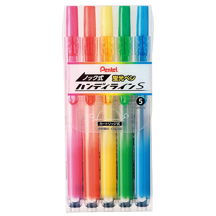 Pentel Retractable Highlighter Line S Ssxns15-5 5 Color Set Made In Japan