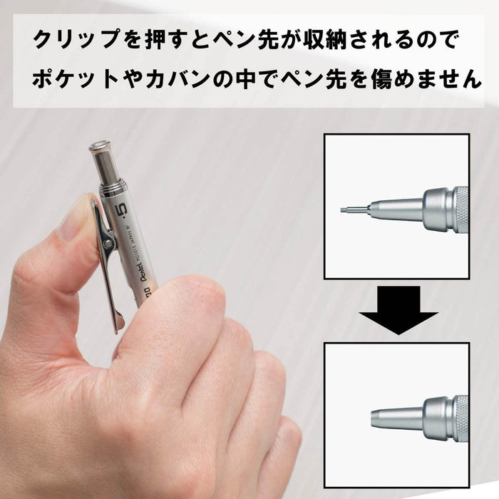 Pentel Graph Gear 1000 0.5Mm Mechanical Pencil - Silver - Made In Japan
