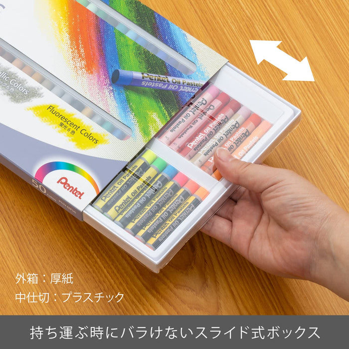 Pentel Oil Pastel 50 Colors (6 Metallic 6 Fluorescent) Japan Phn-Mf50