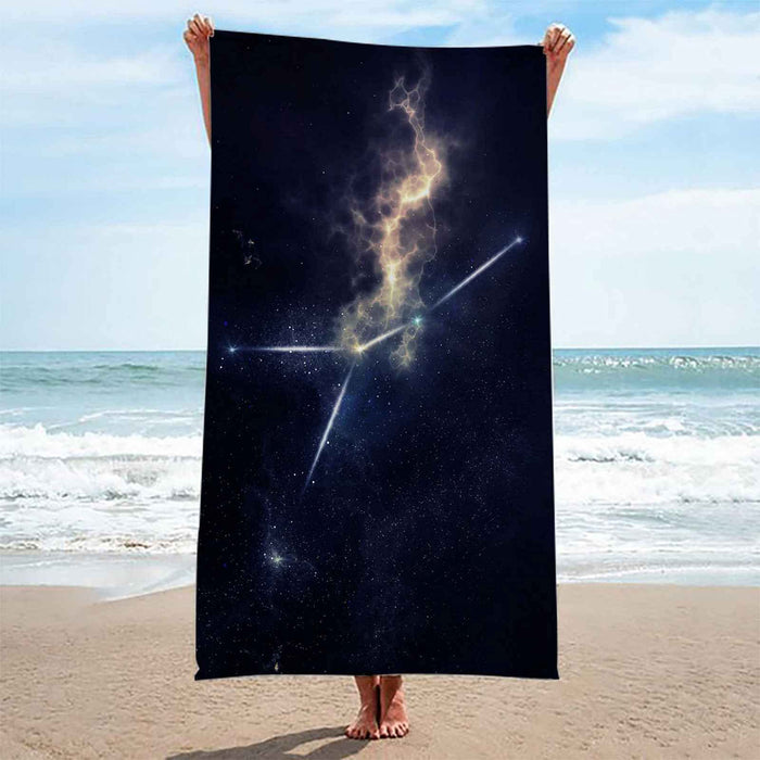 Pghawxz Beach Towel Japan - Microfiber Black Starry Sky 3D Swim Towel Quick Dry Sandproof Absorbent