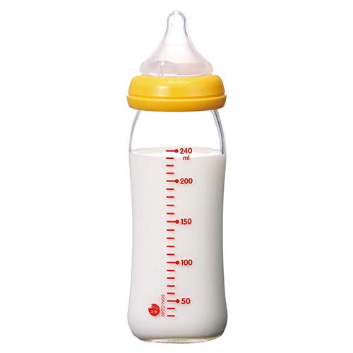 Pigeon Japan Breastfeeding Bottle 0M+ Heat-Resistant Glass 240Ml Orange Yellow W/Nipple 3M+