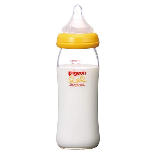Pigeon Japan Breastfeeding Bottle 0M+ Heat-Resistant Glass 240Ml Orange Yellow W/Nipple 3M+