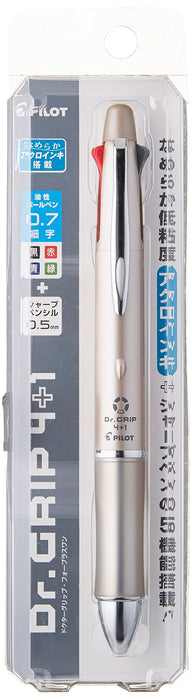 Pilot Doctor Grip 4+1 4-Color Ballpoint Pen 0.7Mm & 0.5Mm Champagne Gold Japan 148X14.1Mm Slide Lever 26.3G