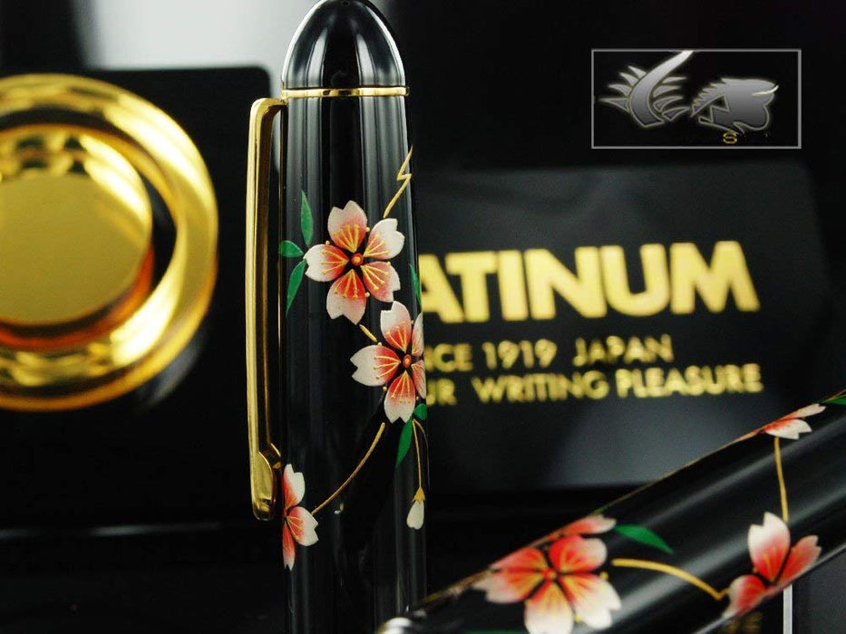 Platinum Fountain Pen #3776 Kagahira Maki-E Sakura Fine Point Japan (With Converter)
