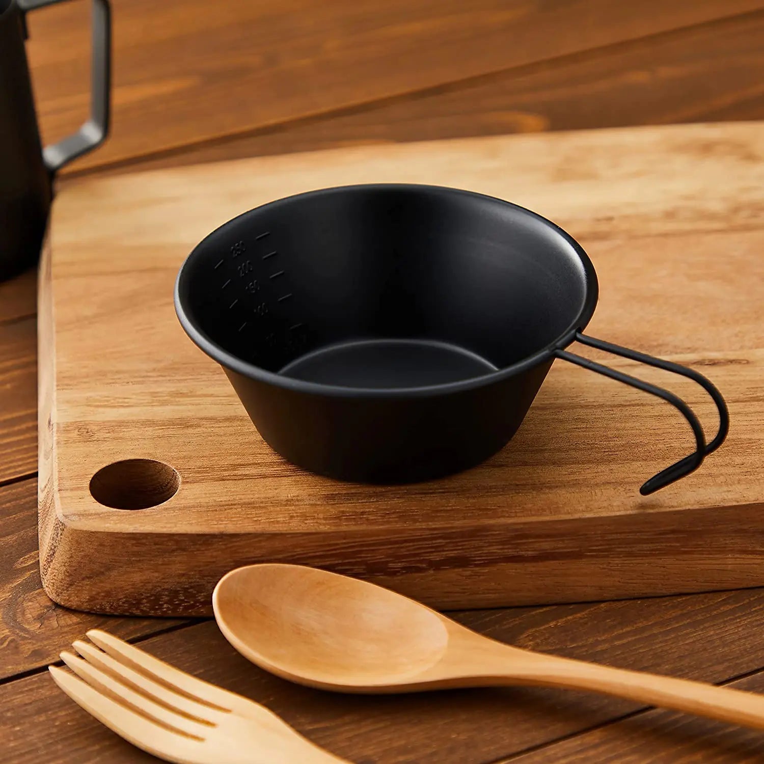 Katariki Japan Stainless Steel Silicone Baking Coated Sierra Cup W/ Scale - Black