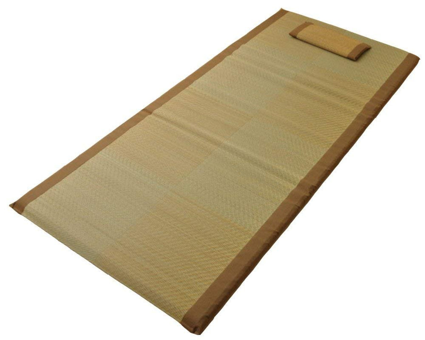 Ikehiko Corporation 日本 Noah Easy 地垫和枕头套装 棕色 (#7530390) 90X200Cm 地垫和 40X20Cm 枕头