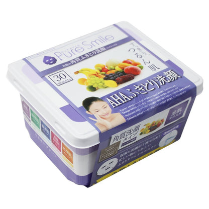 Pure Smile Japan Aha Wiping Face Wash 30 Piece Face Mask Set 3S01