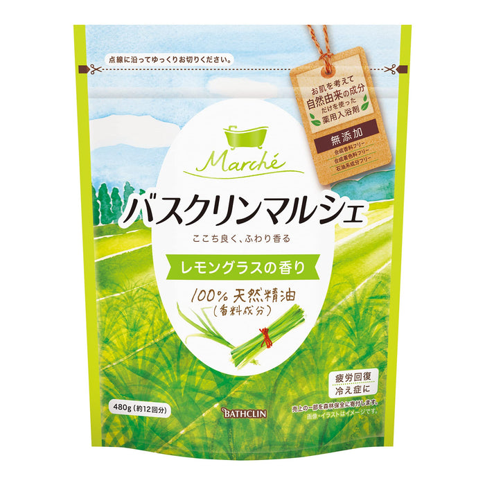 Bathclin Marche Bath Salt 480G Natural Lemongrass From Japan - No Synthetic Fragrance
