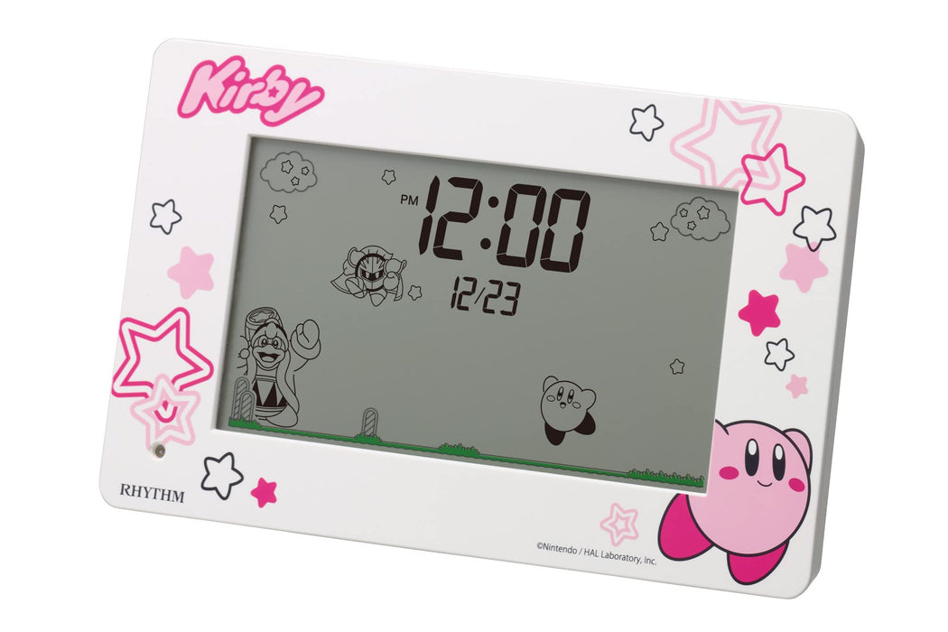 Rhythm Japan Kirby'S Dream Land Alarm Clock Digital Calendar Pink 10X16.2X4.5Cm 8Rda81Kb03