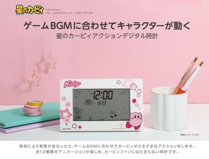 Rhythm Japan Kirby'S Dream Land Alarm Clock Digital Calendar Pink 10X16.2X4.5Cm 8Rda81Kb03
