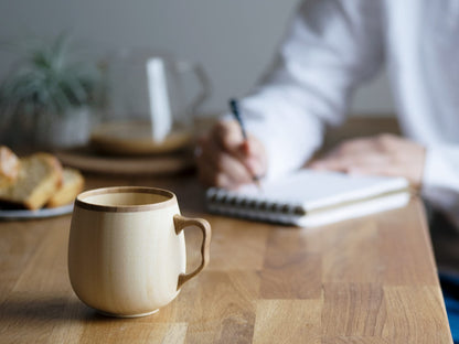 Riveret Cafe Au Lait Mug White 350ml Bamboo Dishwasher Safe White RV-205W - Made In Japan