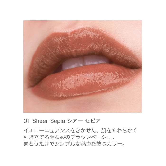 RMK Sheer Sepia Lip Color with Hyaluronic Acid - Moisturizing Lipstick Lip Gloss