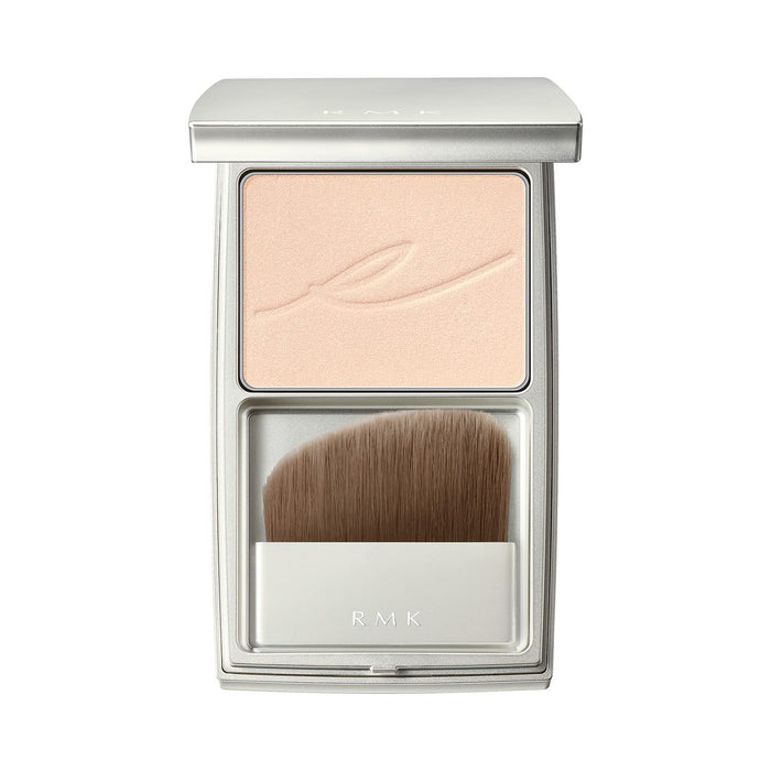 Rmk Silk Fit Face Powder P01 Pearl Pressed Powder with Case and Brush - Sebum Control