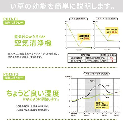 Ikehiko Corp Japan Rush Square Pillow 40X15Cm Filling Rush Chip #3625859