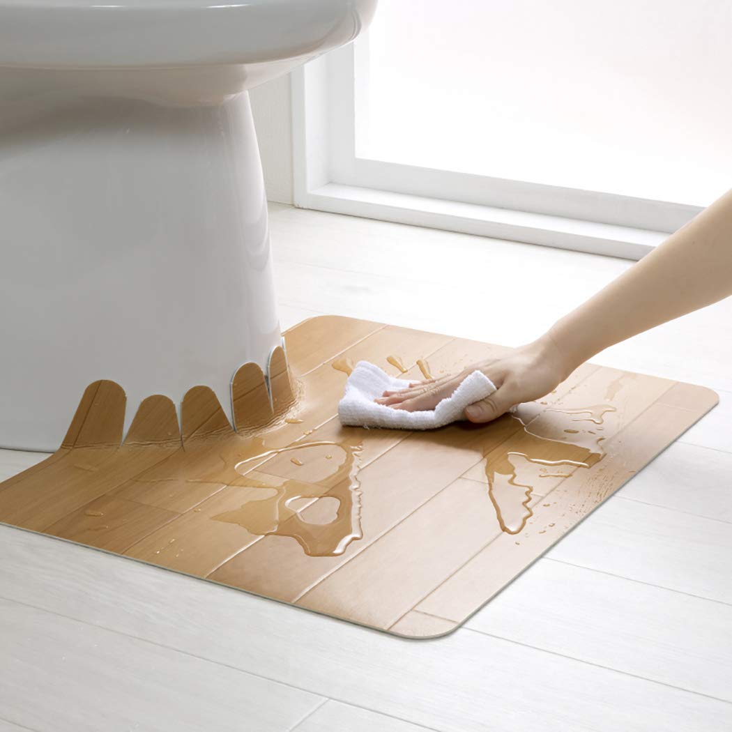 Sanko Mitsuba Kv-15 Non-Slip Toilet Mat Japan 55X43Cm Wipeable Stain Prevention Wood Beige