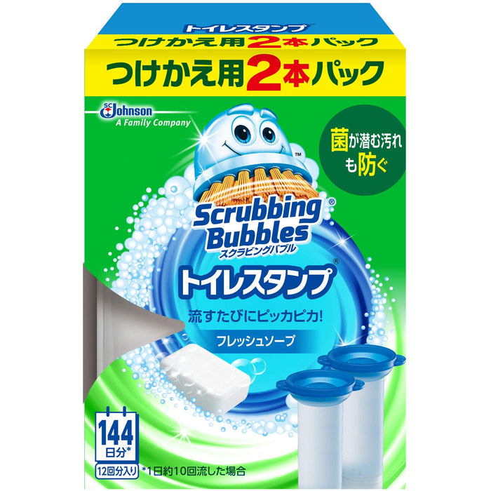 Johnson Scrubbing Bubble Toilet Cleaner Stamp Fresh Soap Fragrance 2 Replacements 38G Japan
