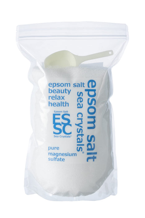 Sea Crystals Epsom Salt 2.2kg Unscented White Bath Cosmetics w/ Spoon