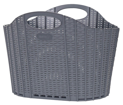 Seiei Gray Rattan Style Foldable Laundry Basket Hamper Bag Japan - 55X38X39Cm Compact Storage 120415