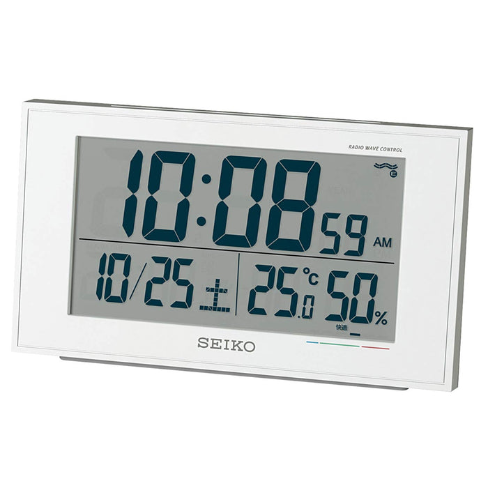 Seiko Clock Alarm Clock Radio Digital Calendar Japan | Comfort Temp Humidity Display 01 White Pearl | 8.5X14.8X5.3Cm Bc402W