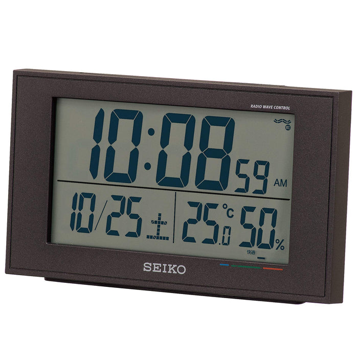 Seiko Clock Alarm Radio Digital Calendar Japan | Comfort Temp Humidity Display | 8.5X14.8X5.3Cm Bc402K 02 Black