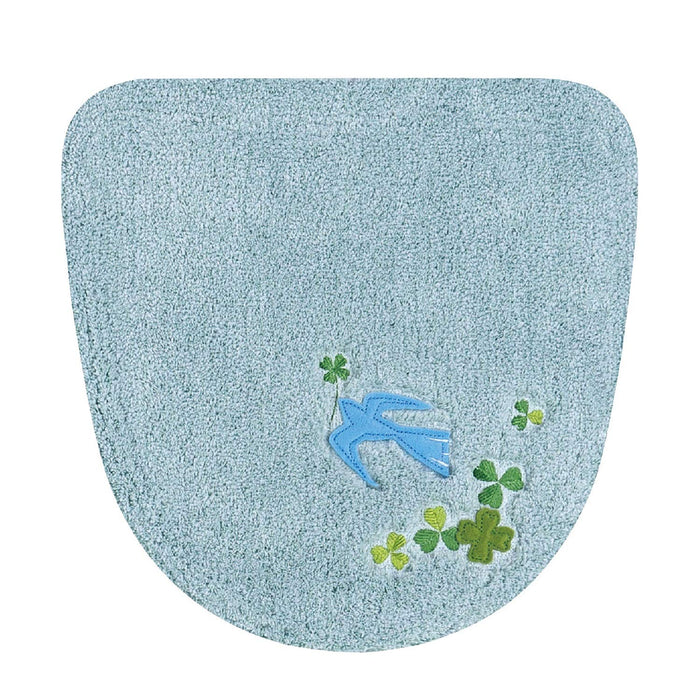 Senko Japan Bird Toilet Lid Cover Washing Light Blue Lucky Motif Embroidery 13660