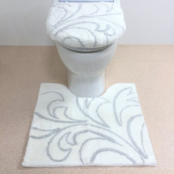 Senko Japan Grace Toilet Mat 60X60Cm White Silver Thread Elegant 39461