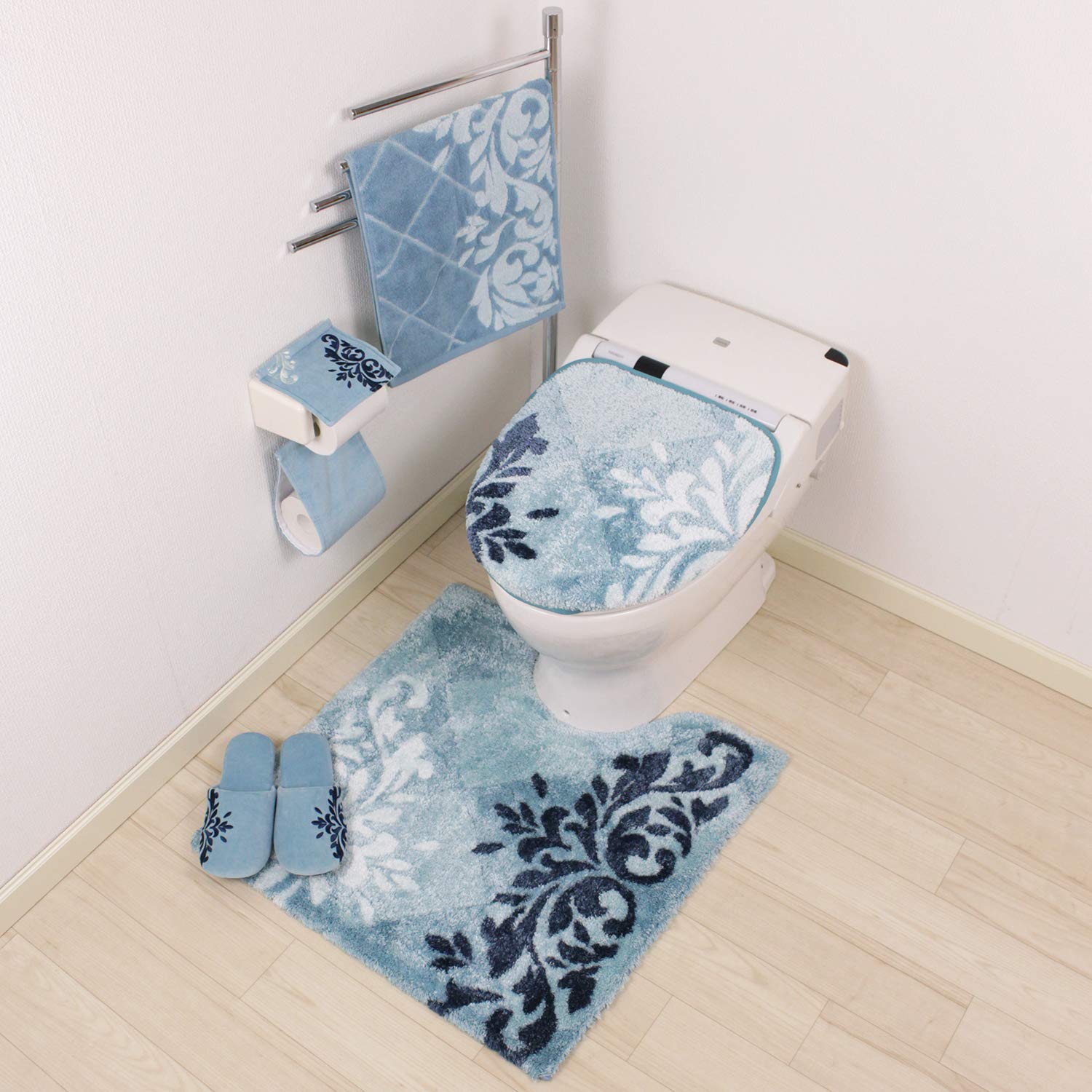 Senko M+Home Crawley Toilet Lid Cover Blue 33936 W/ Suction Sheet - Japan