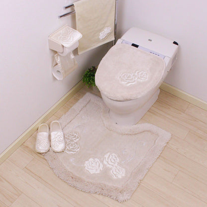 Senko Nynas Gran Rosa Toilet Lid Cover Beige Japan Adsorption Sheet Rhinestones 14423