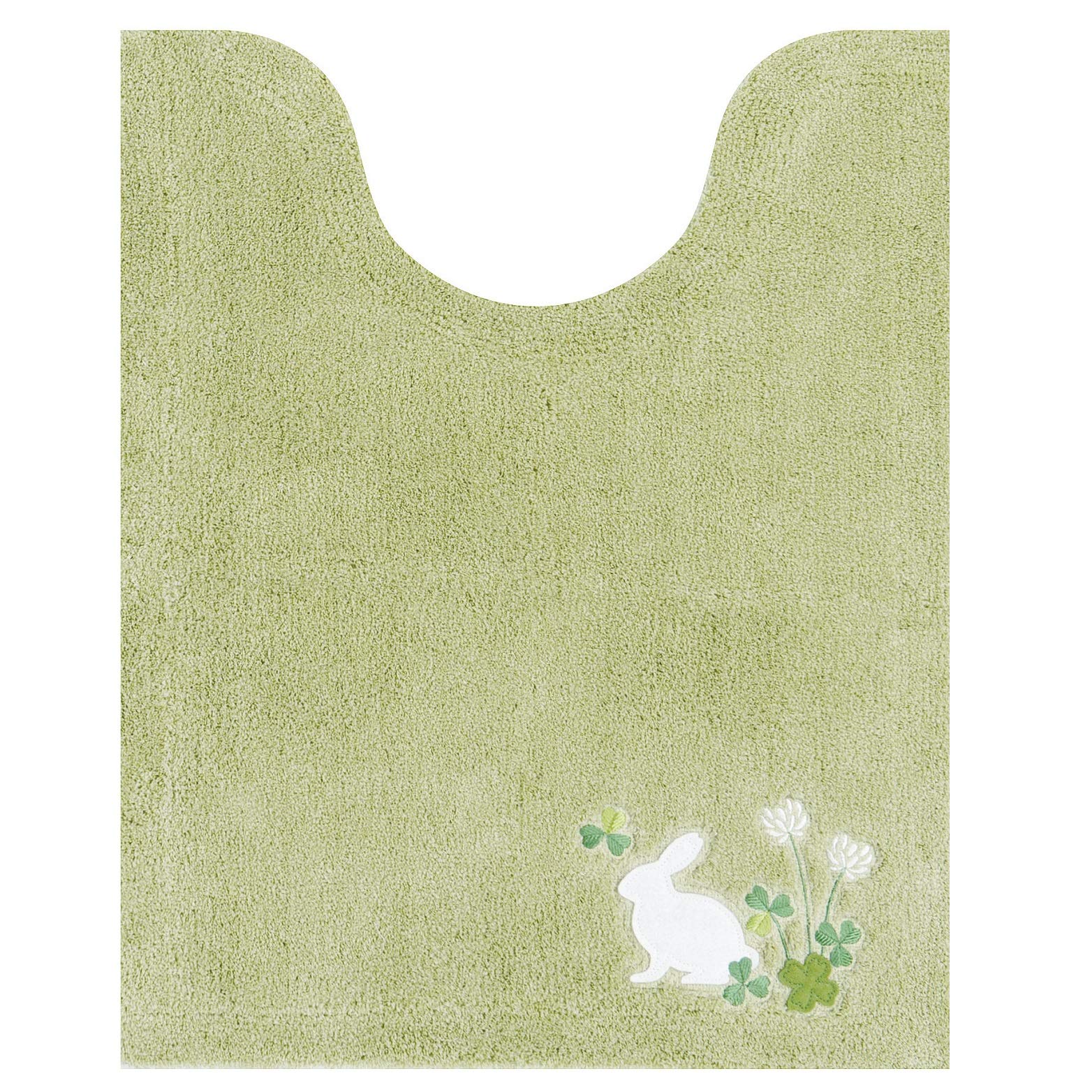 Senko Japan Rabbit Long Toilet Mat 75X60Cm Green Good Luck Embroidery 13719