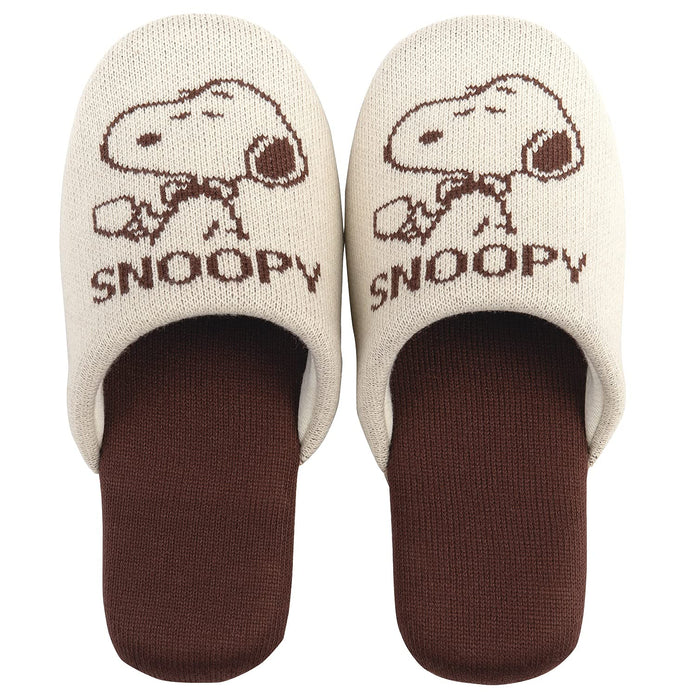 Senko Snoopy Cafe Knit Slippers 24Cm Beige 60587 - Japan